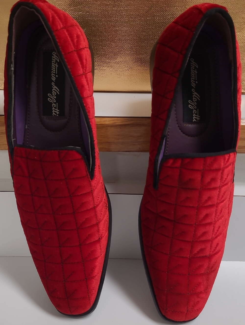 Antonio Mazzetti Red Quilted Slip-On Men's Shoes - Size 10M